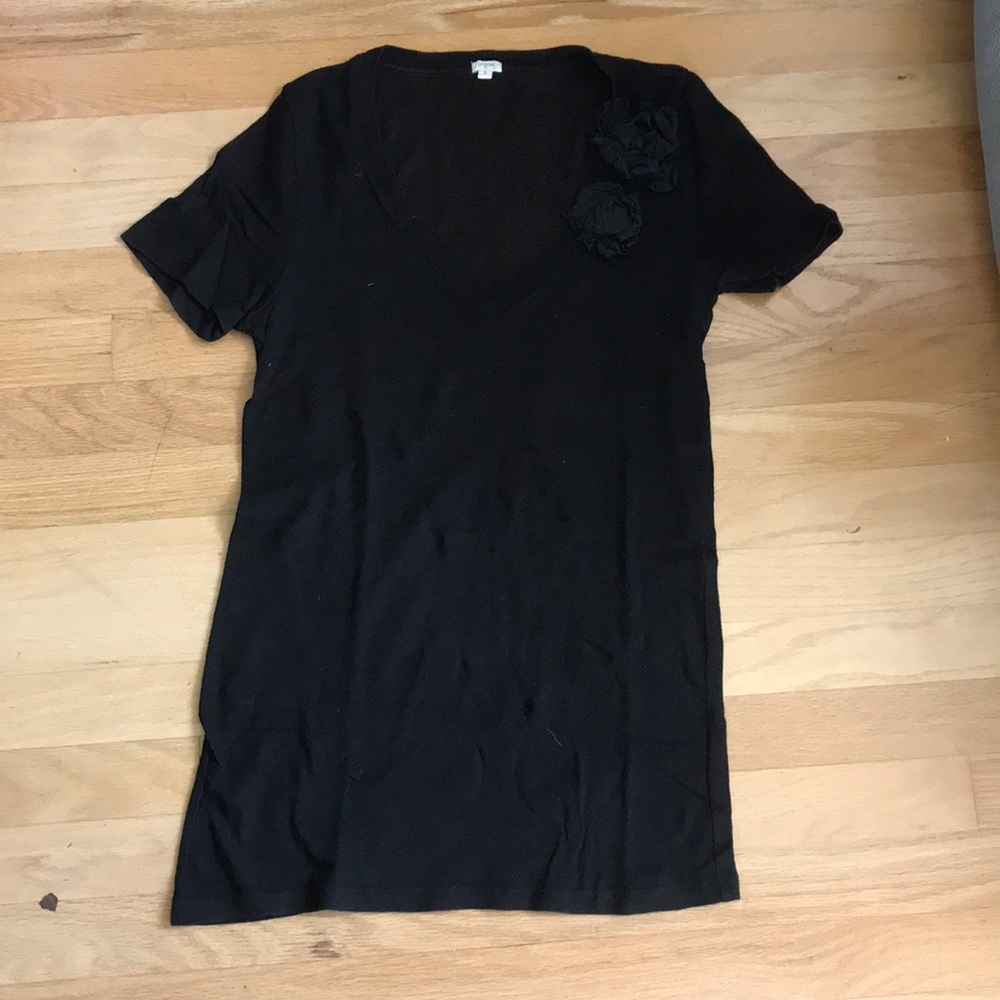 Black J. Crew V- Neck Tee Shirt